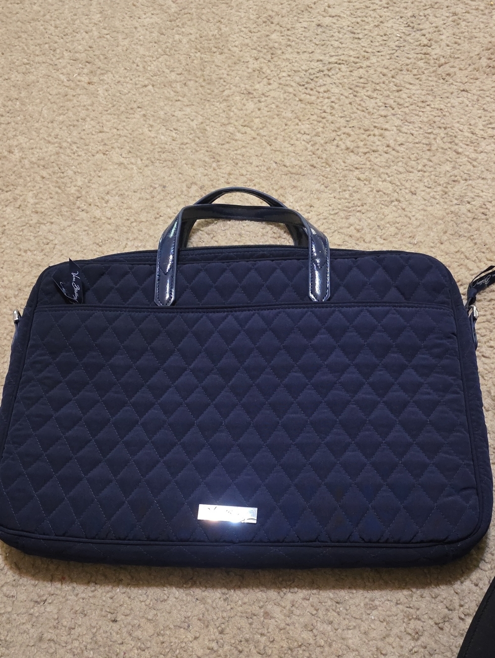 Vera Bradley Quilted Navy Laptop Briefcase with Top Handles